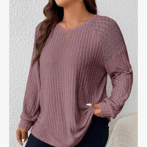 New Women's XL Ribbed Knit Sweater - Mauve - Picture 3 of 3